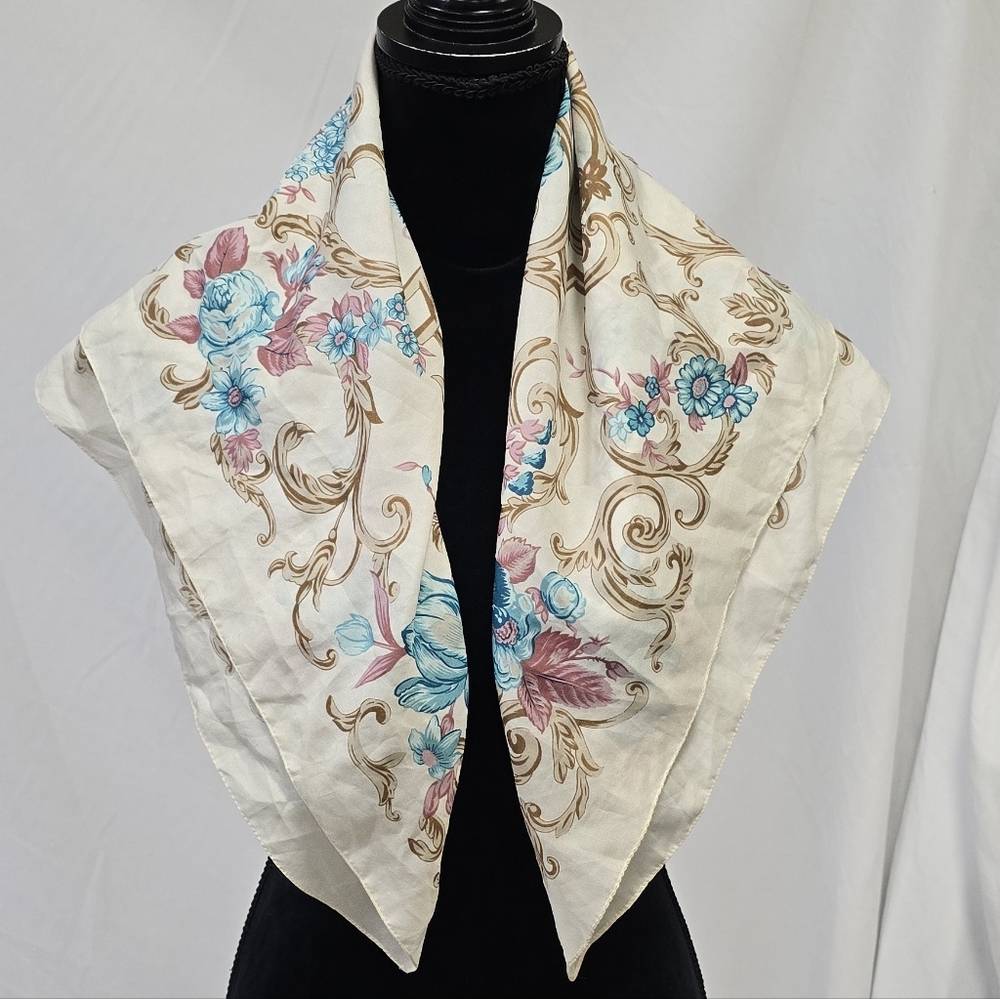 Vintage women scarf mid century cottagecore‎ preppy romantic vacation bloomcore
